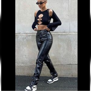 White Fox Im The Only One Faux Leather Patent Pant NWT Size Med